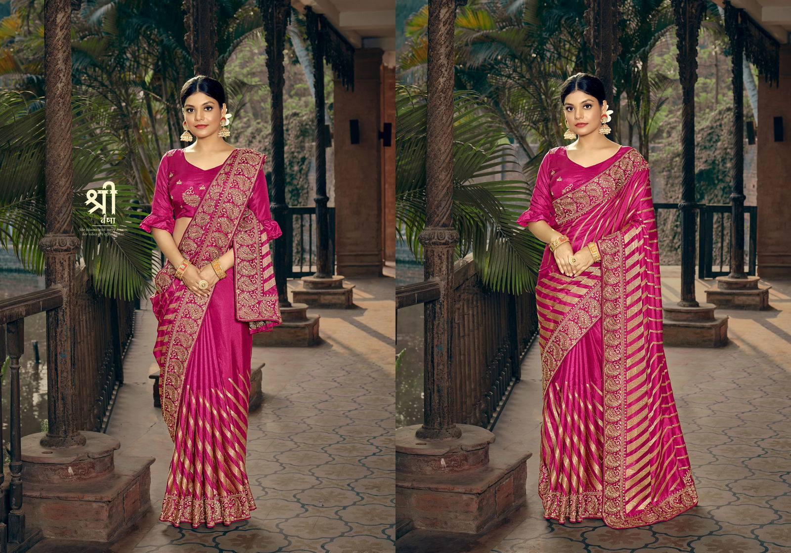 Ynf Pushpa Story 2New Fancy Party Wear Vichitra Silk Designer Saree Collection